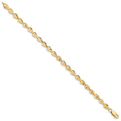 14k Polished Diamond-cut Leaf 7 inch Bracelet