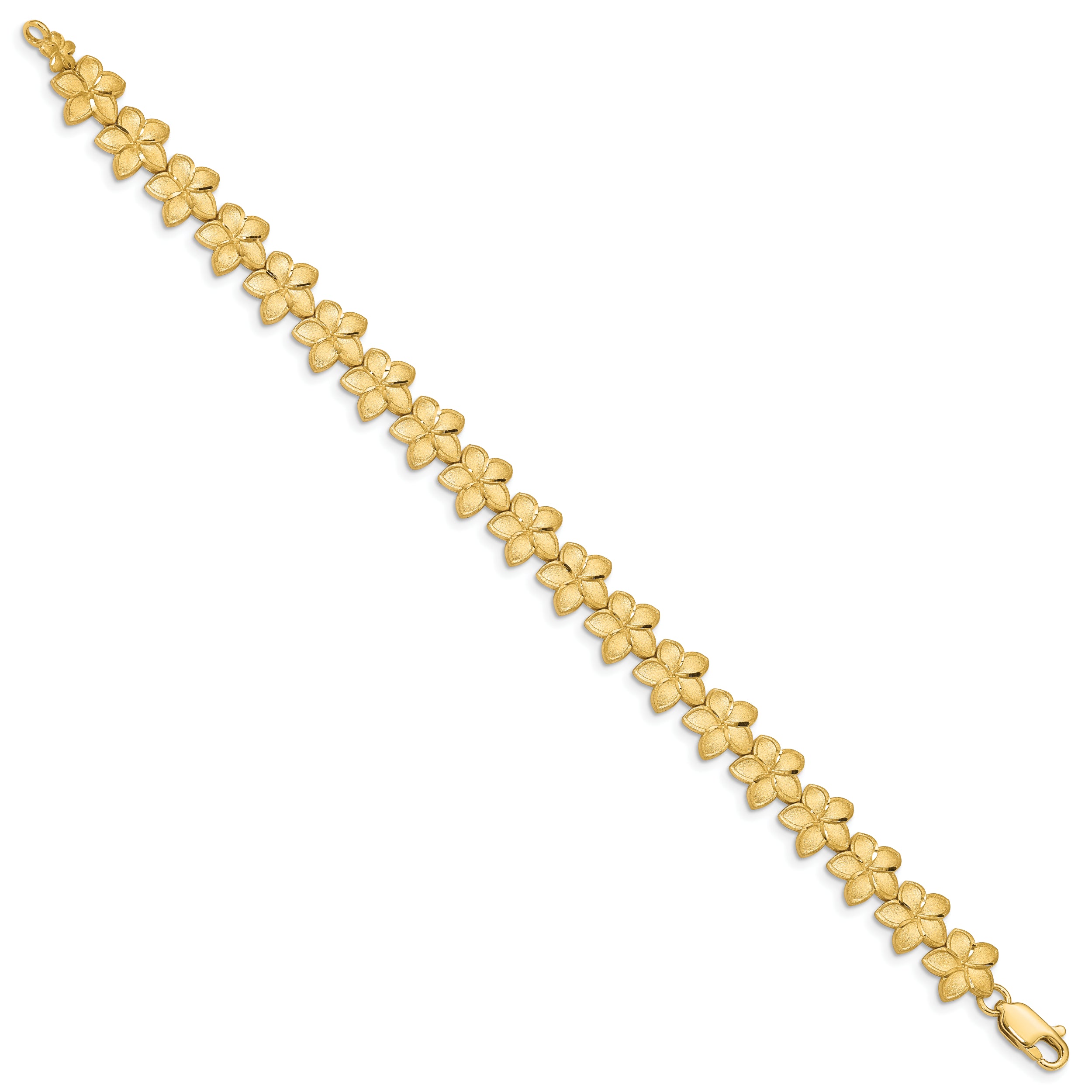 14K Brushed & D/C Plumeria Bracelet