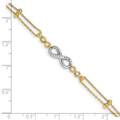 14K Two-tone Polished D/C Multi-Strand Infinity Bracelet