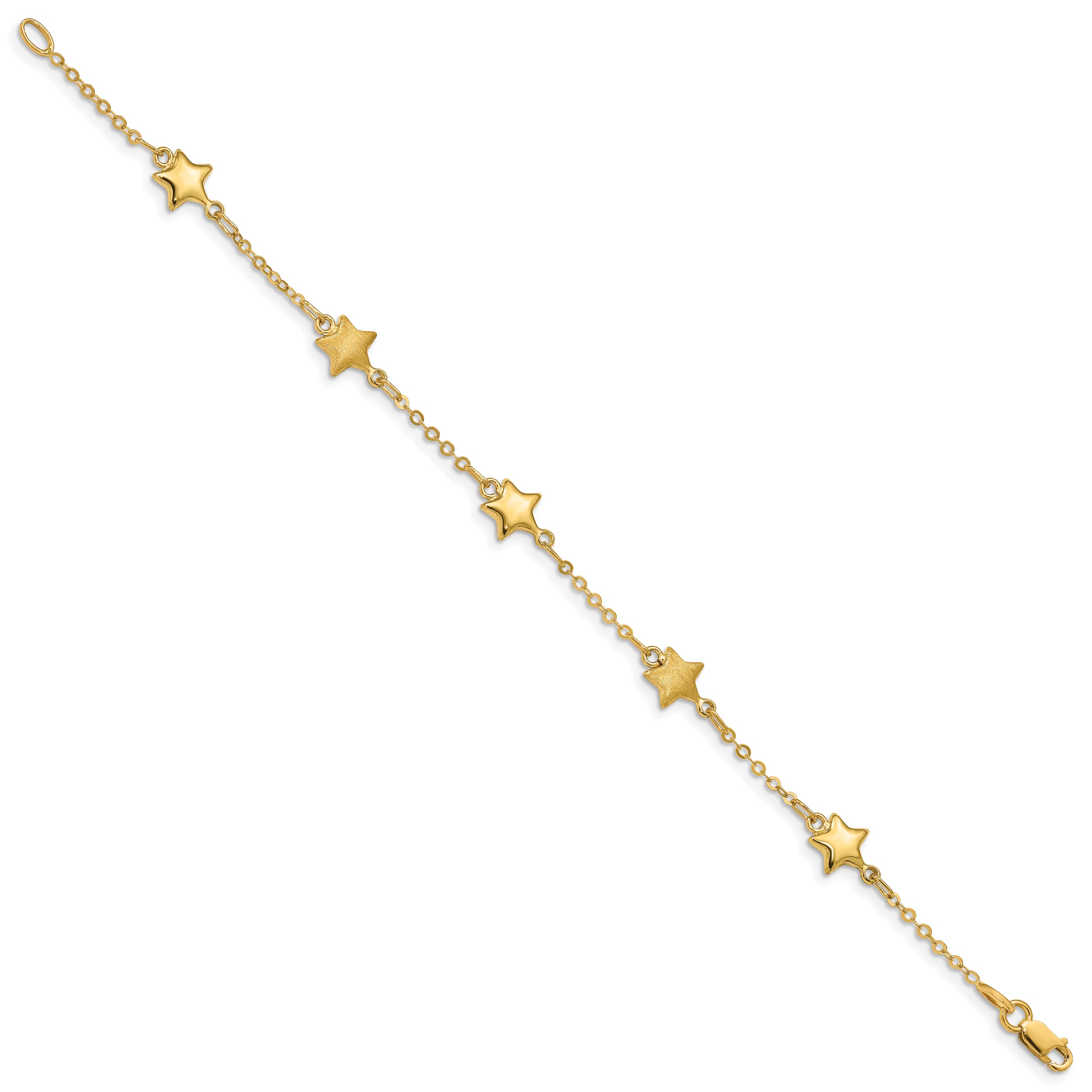 14K Brushed & Polished Stars Bracelet