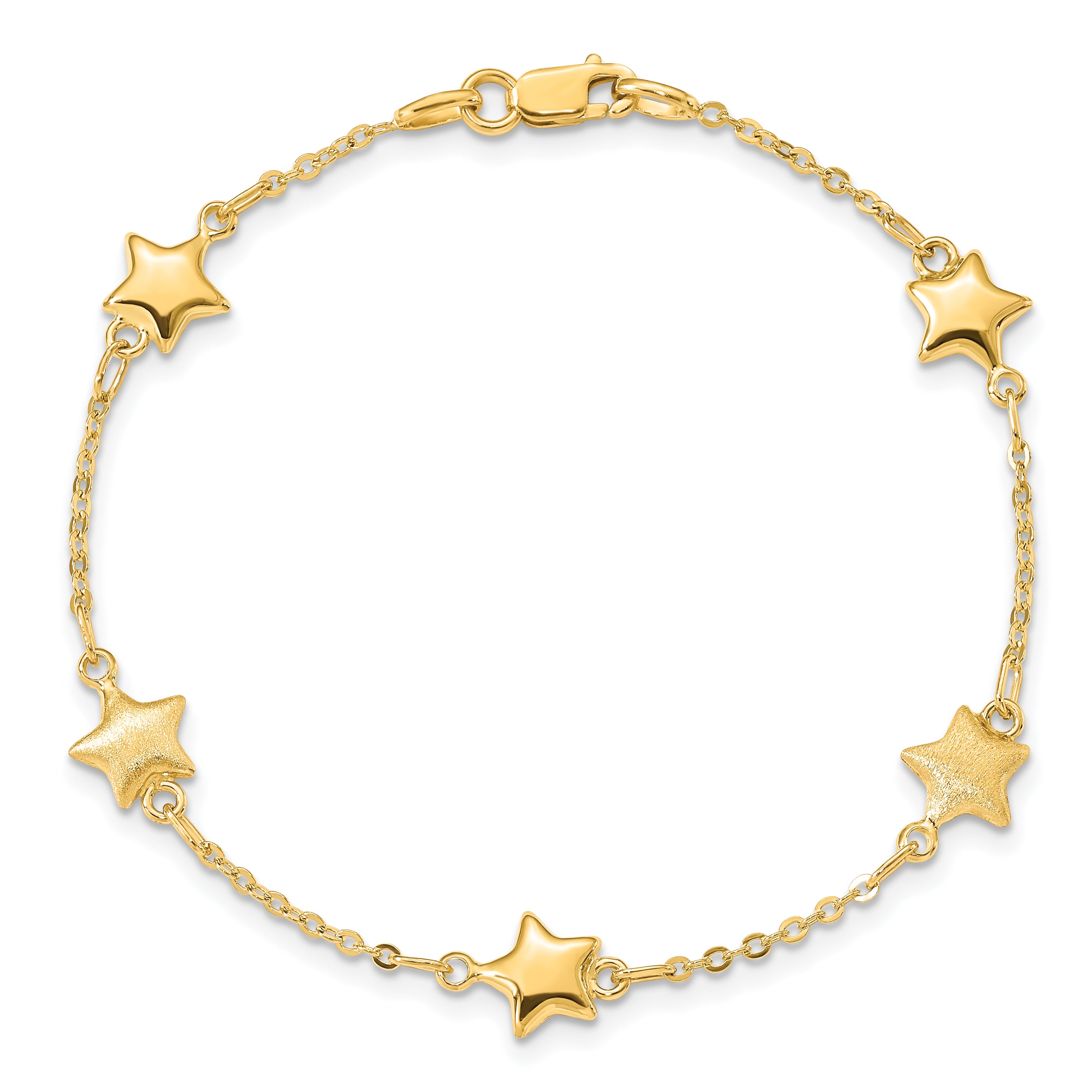 14K Brushed & Polished Stars Bracelet