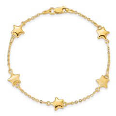 14K Brushed & Polished Stars Bracelet