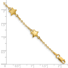 14K Brushed & Polished Stars Bracelet