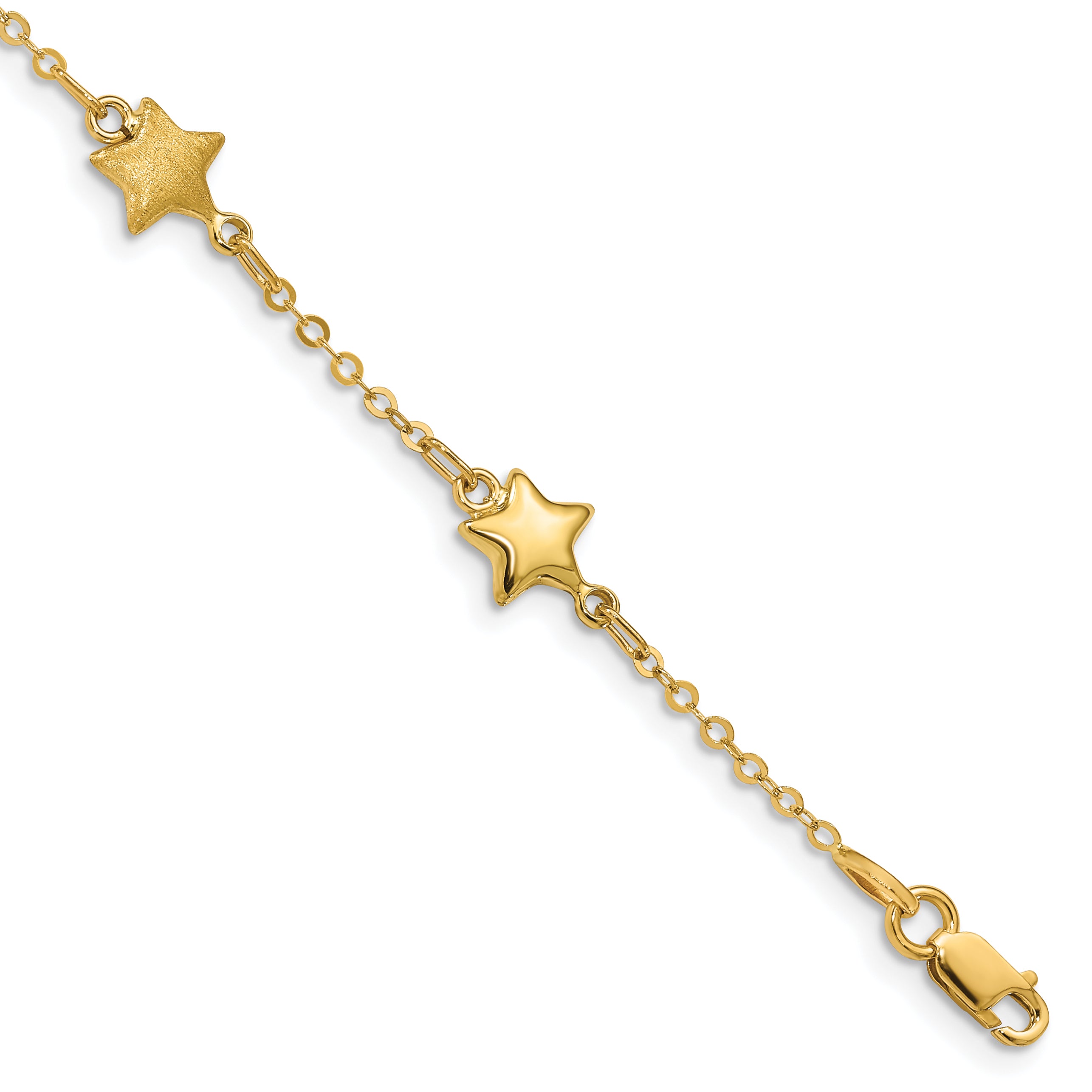 14K Brushed & Polished Stars Bracelet