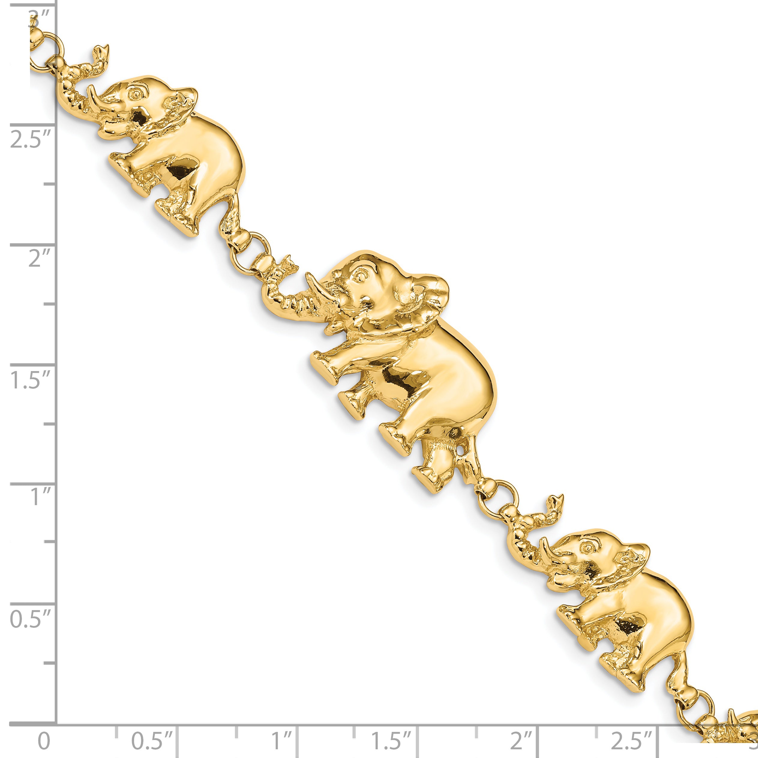 14k Graduated Elephant Bracelet