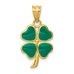 14k Enameled Four Leaf Clover Pendant