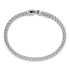 Sterling Rhodium-plated Weaved Silver Bangle