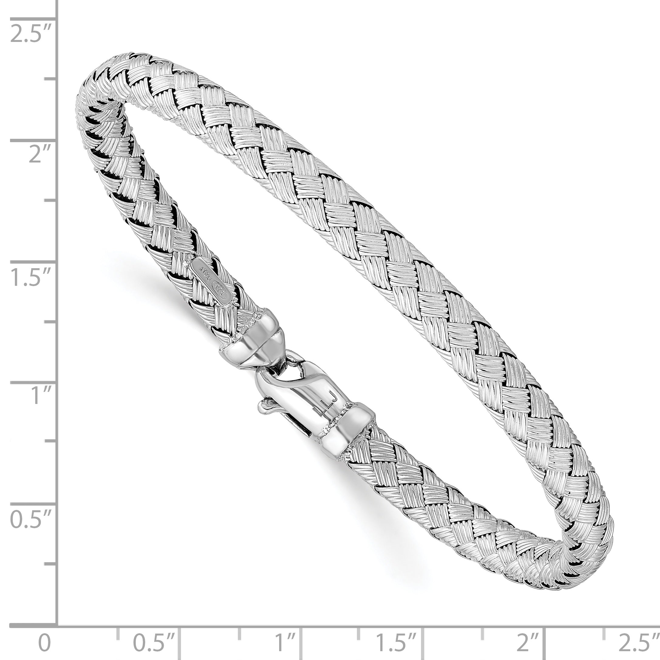 Sterling Rhodium-plated Weaved Silver Bangle