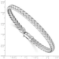 Sterling Rhodium-plated Weaved Silver Bangle