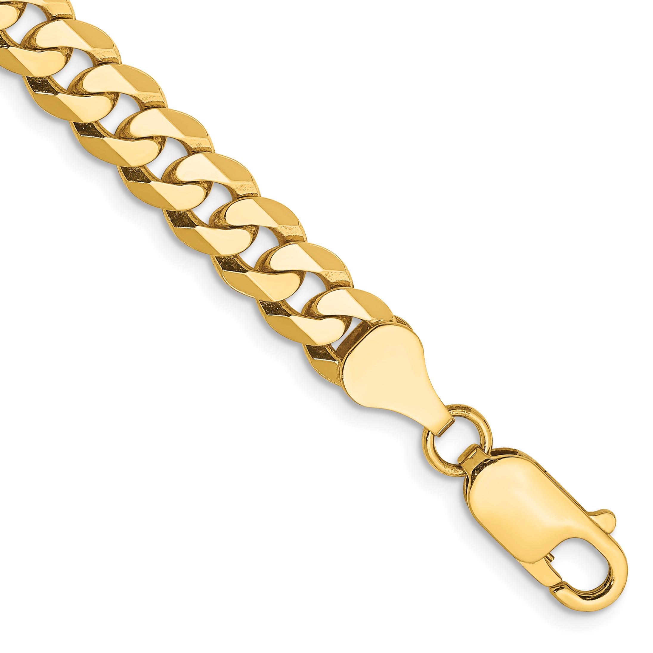 14K 9 inch 6.25mm Flat Beveled Curb with Lobster Clasp Chain