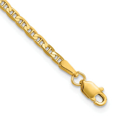 14K 8 inch 2.4mm Concave Anchor with Lobster Clasp Bracelet