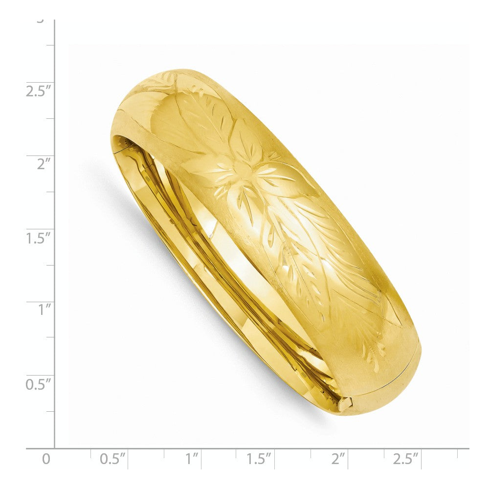 14k 11/16 Oversize Florentine Engraved Hinged Bangle Bracelet