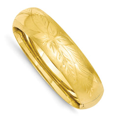 14K 11/16 Oversize Florentine Engraved Hinged Bangle Bracelet