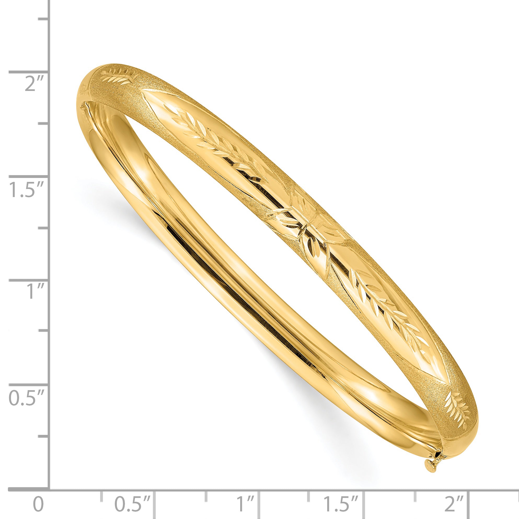 14k 4/16 Florentine Engraved Hinged Bangle Bracelet