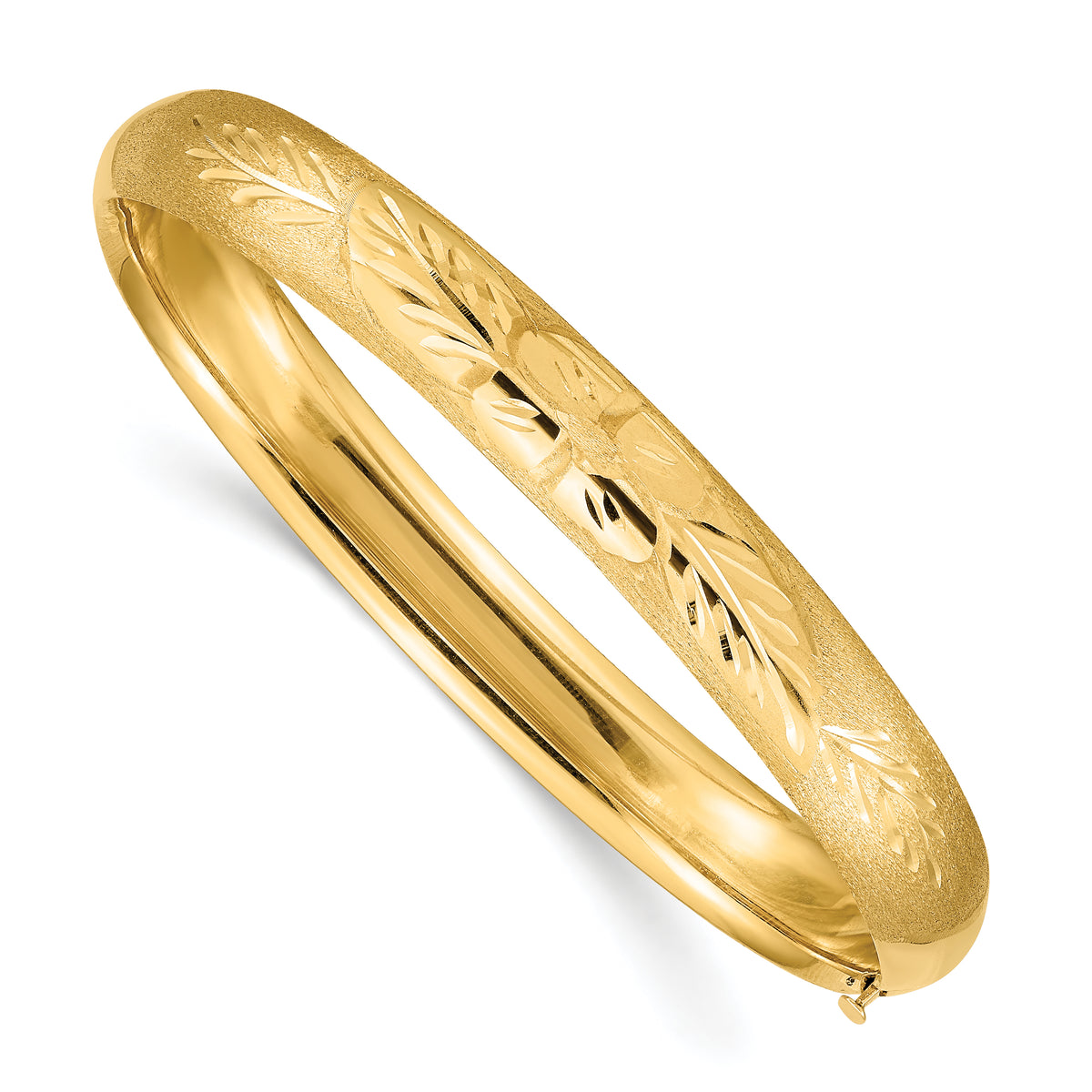 14k 5/16 Oversize Florentine Engraved Hinged Bangle Bracelet