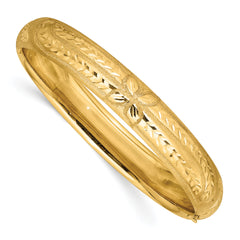 14k 7/16 Oversize Florentine Engraved Hinged Bangle Bracelet