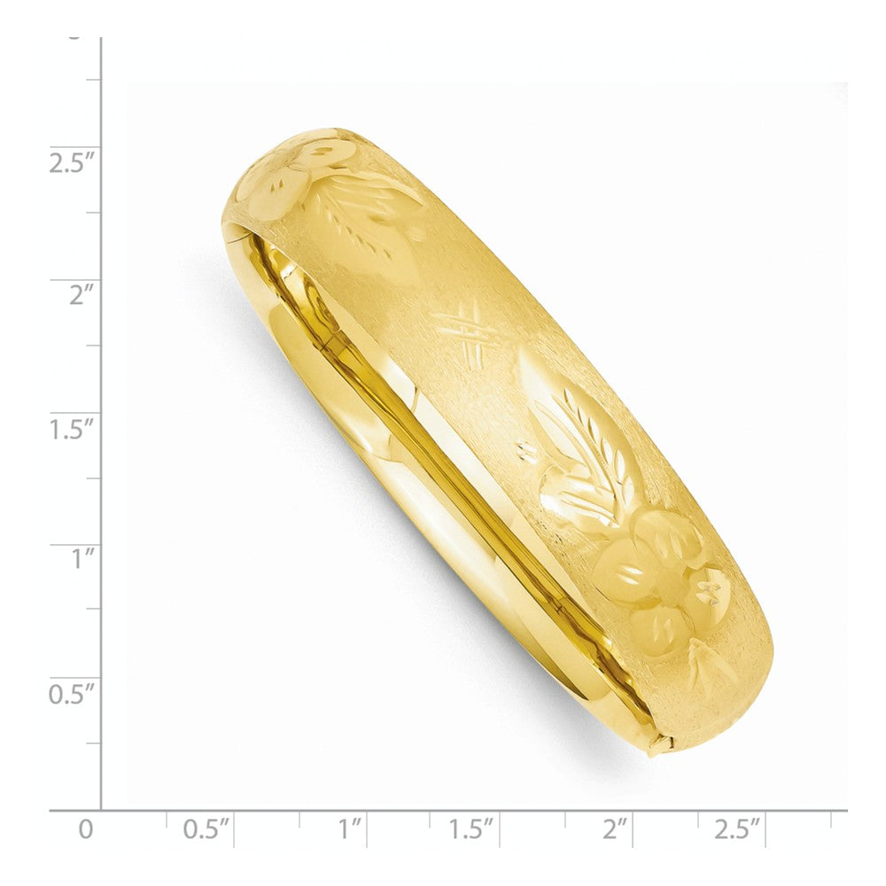 14k 9/16 Oversize Florentine Engraved Hinged Bangle Bracelet