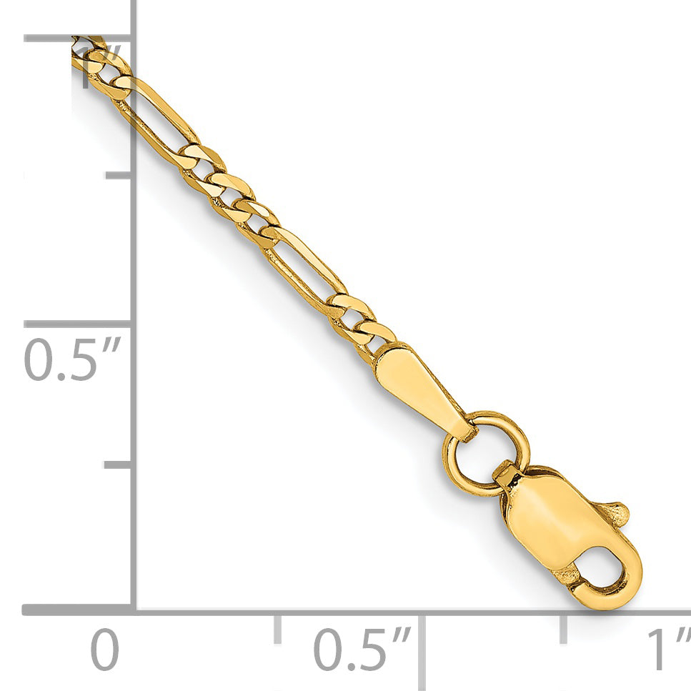 14K 5.5 inch 1.8mm Flat Figaro with Lobster Clasp Chain