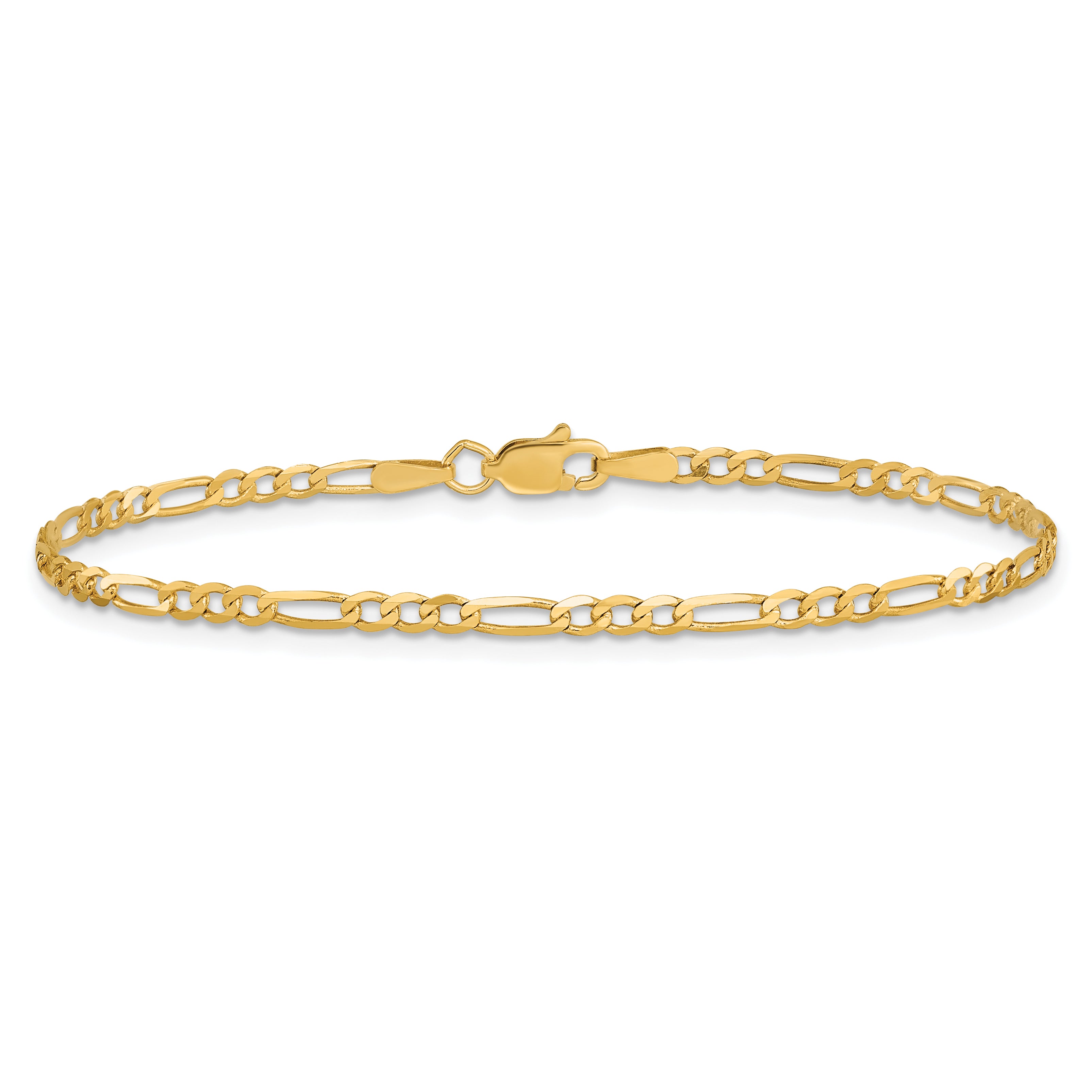 14K 5.5 inch 2.25mm Flat Figaro with Lobster Clasp Chain