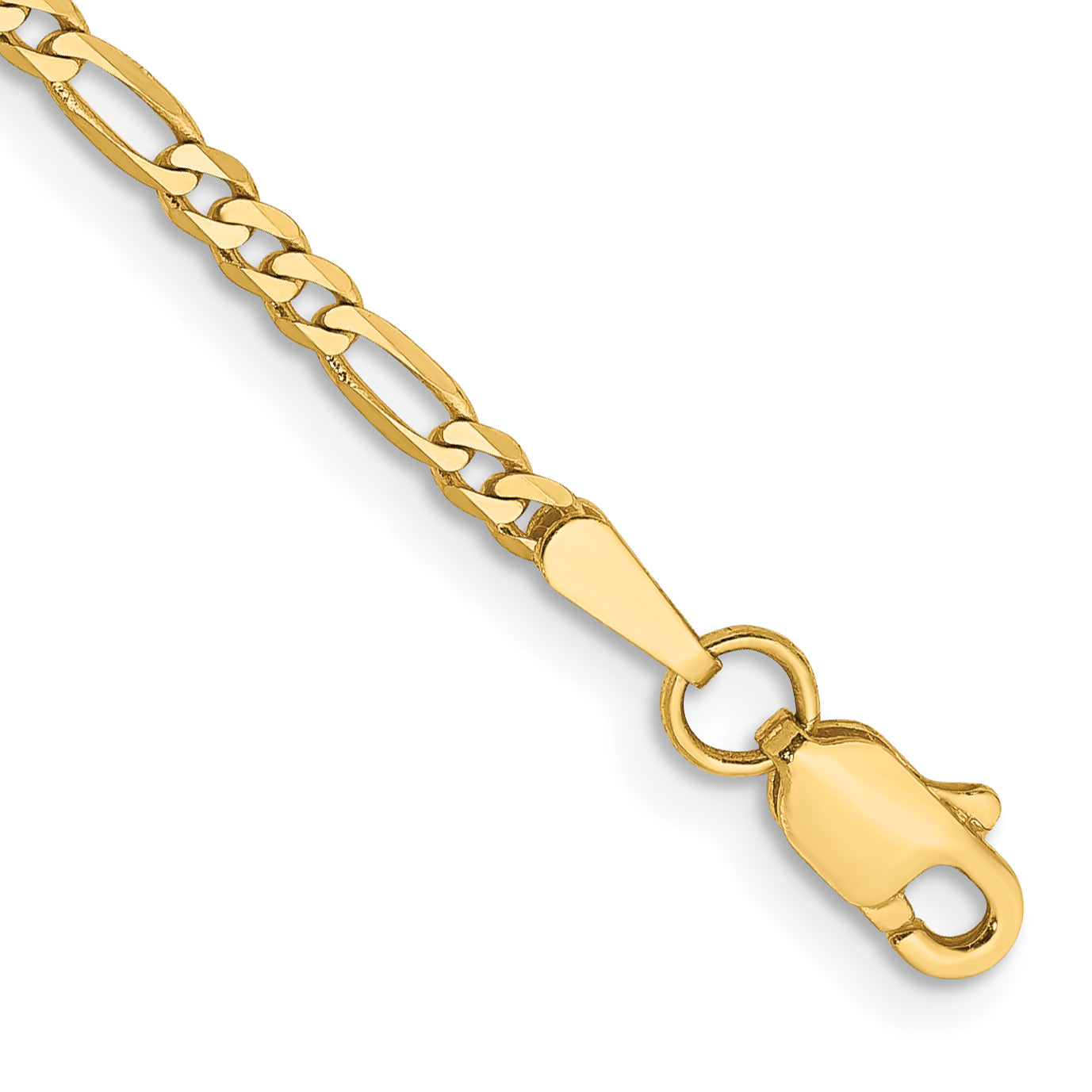 14K 5.5 inch 2.25mm Flat Figaro with Lobster Clasp Chain