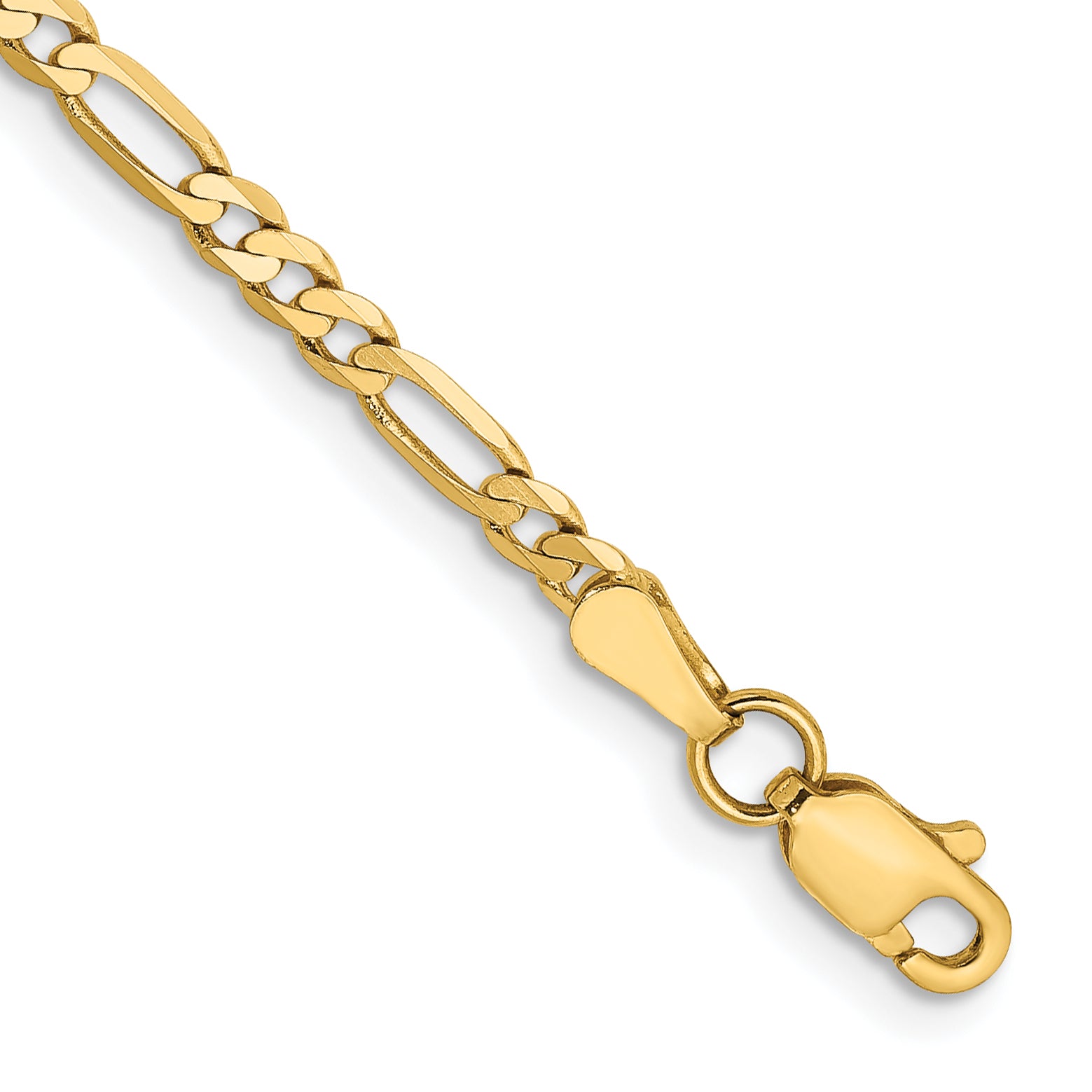 14K 8 inch  2.75mm Flat Figaro with Lobster Clasp Bracelet