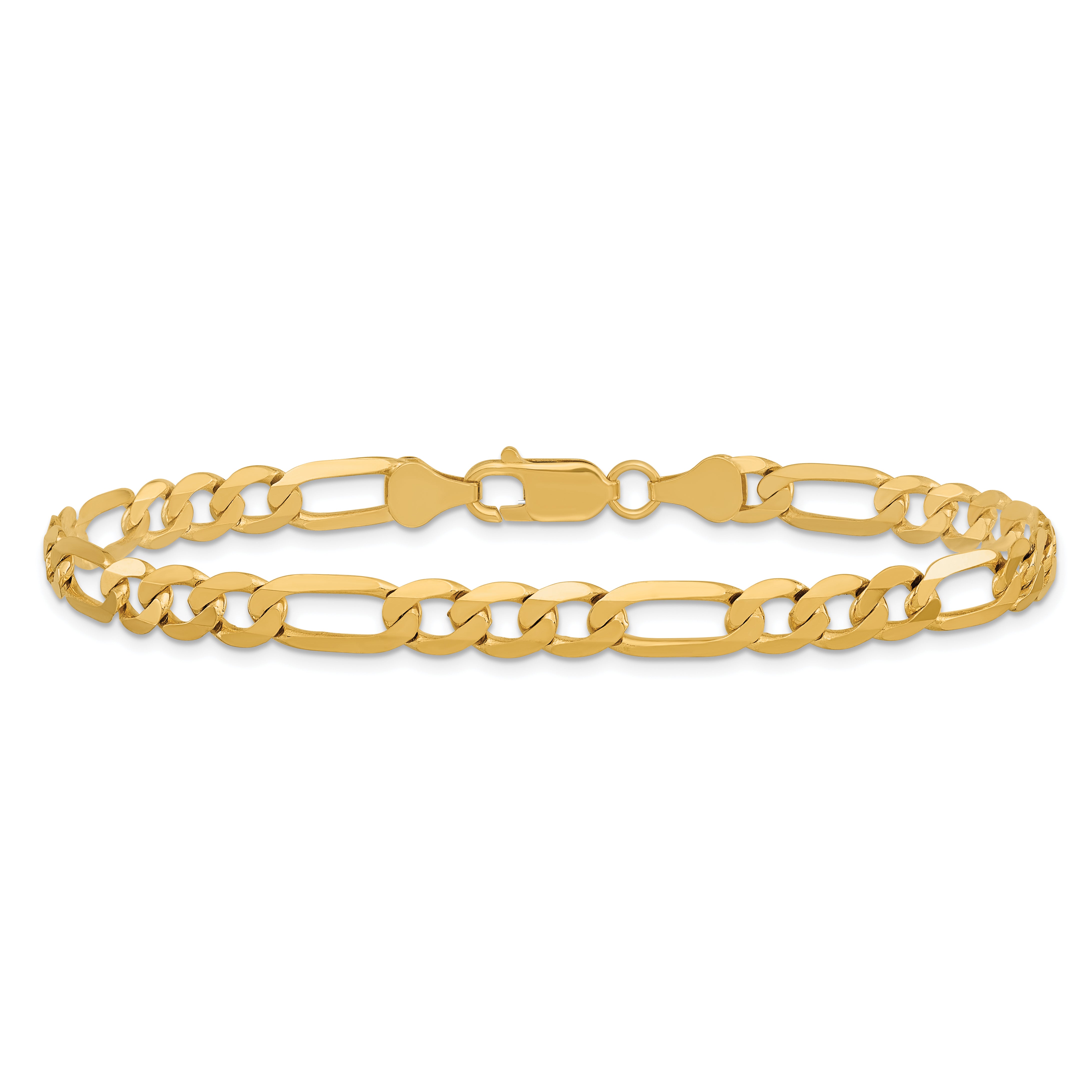 14K 7 inch 6.25mm Flat Figaro with Lobster Clasp Bracelet