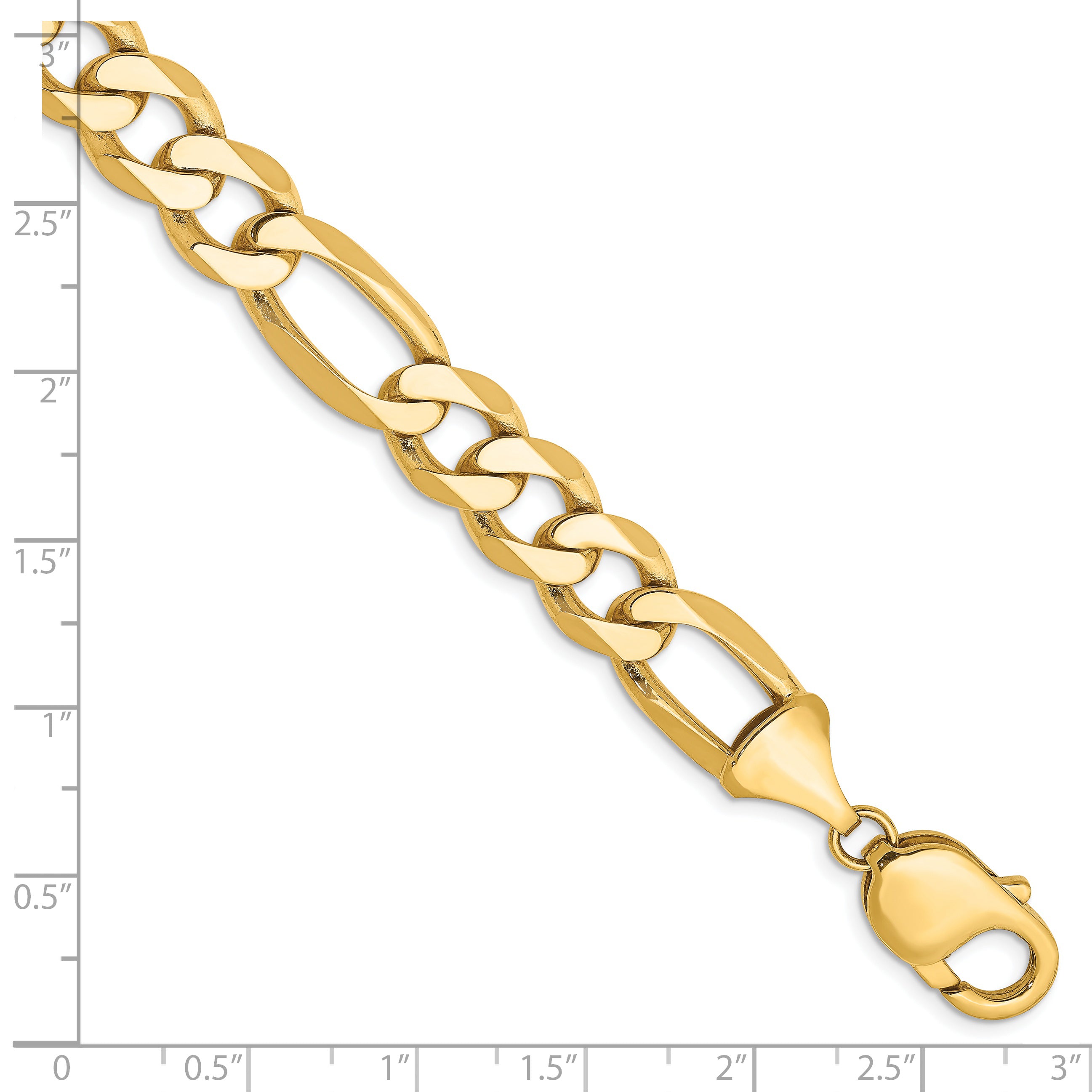 14K 8 inch 10mm Flat Figaro with Lobster Clasp Bracelet