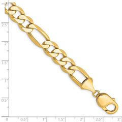 14K 8 inch 10mm Flat Figaro with Lobster Clasp Bracelet