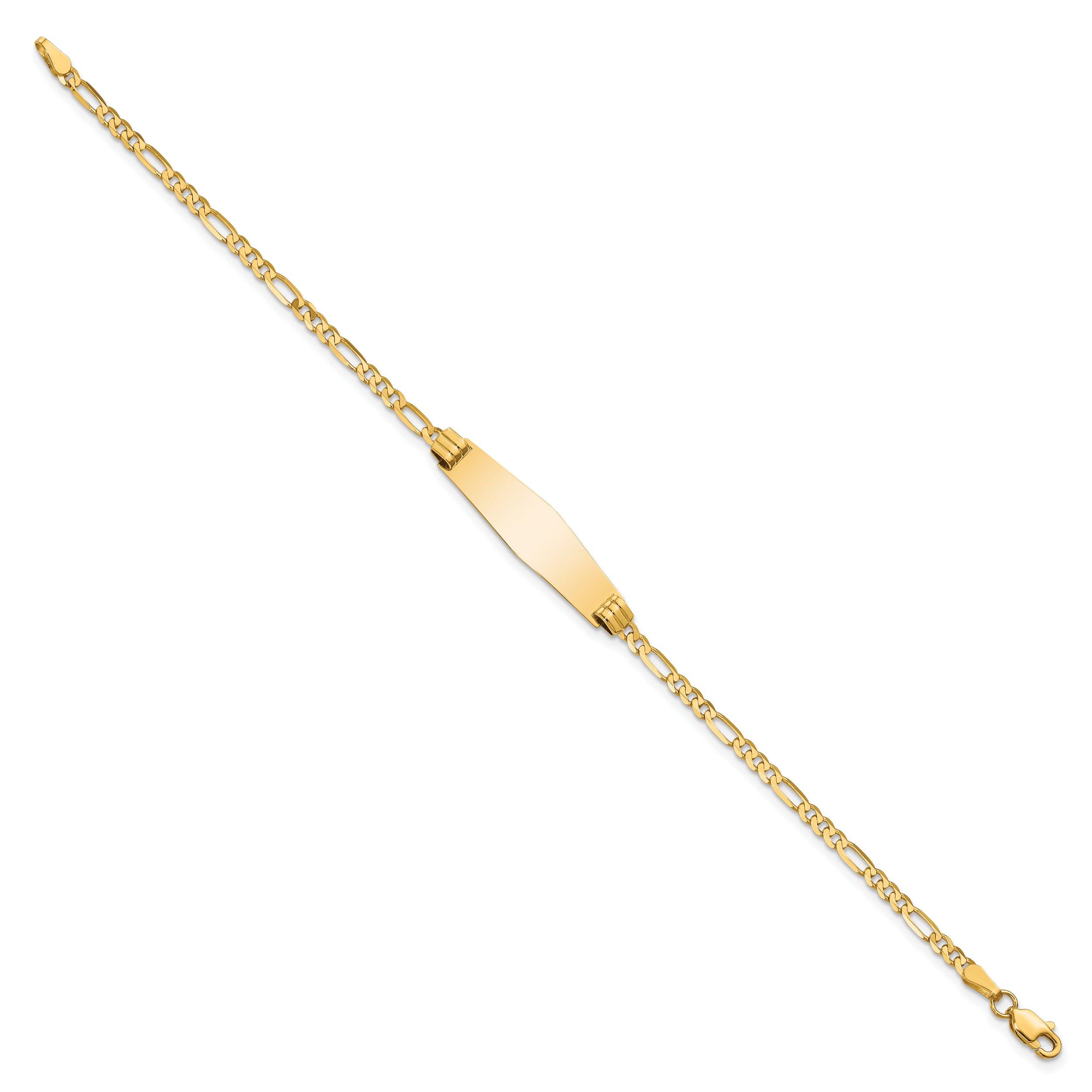 14k Soft Diamond Shape Figaro ID Bracelet