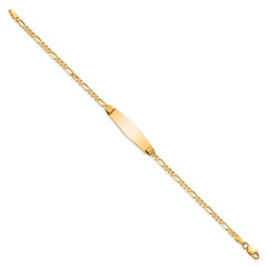 14k Soft Diamond Shape Figaro ID Bracelet