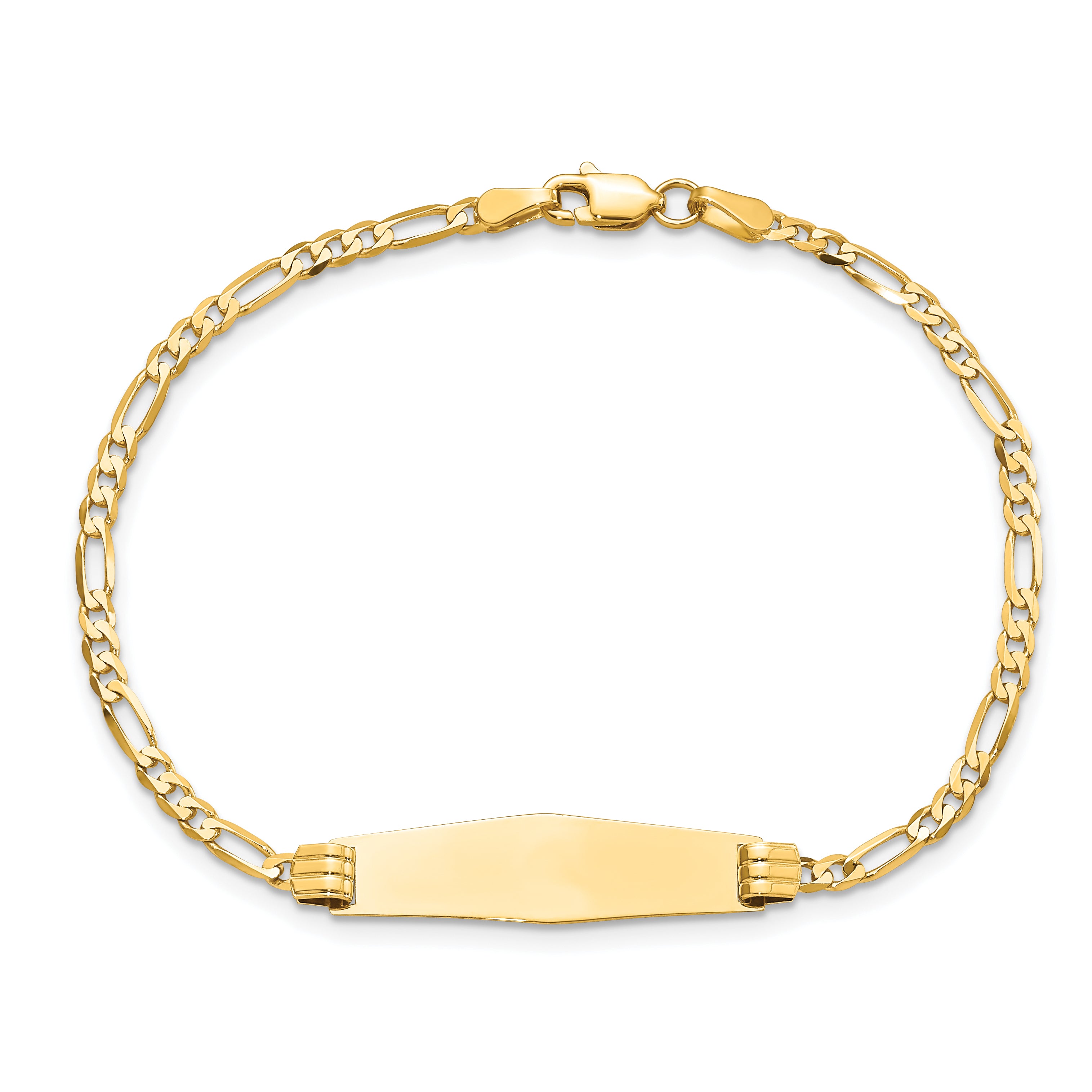 14k Soft Diamond Shape Figaro ID Bracelet