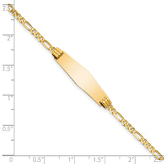 14k Soft Diamond Shape Figaro ID Bracelet