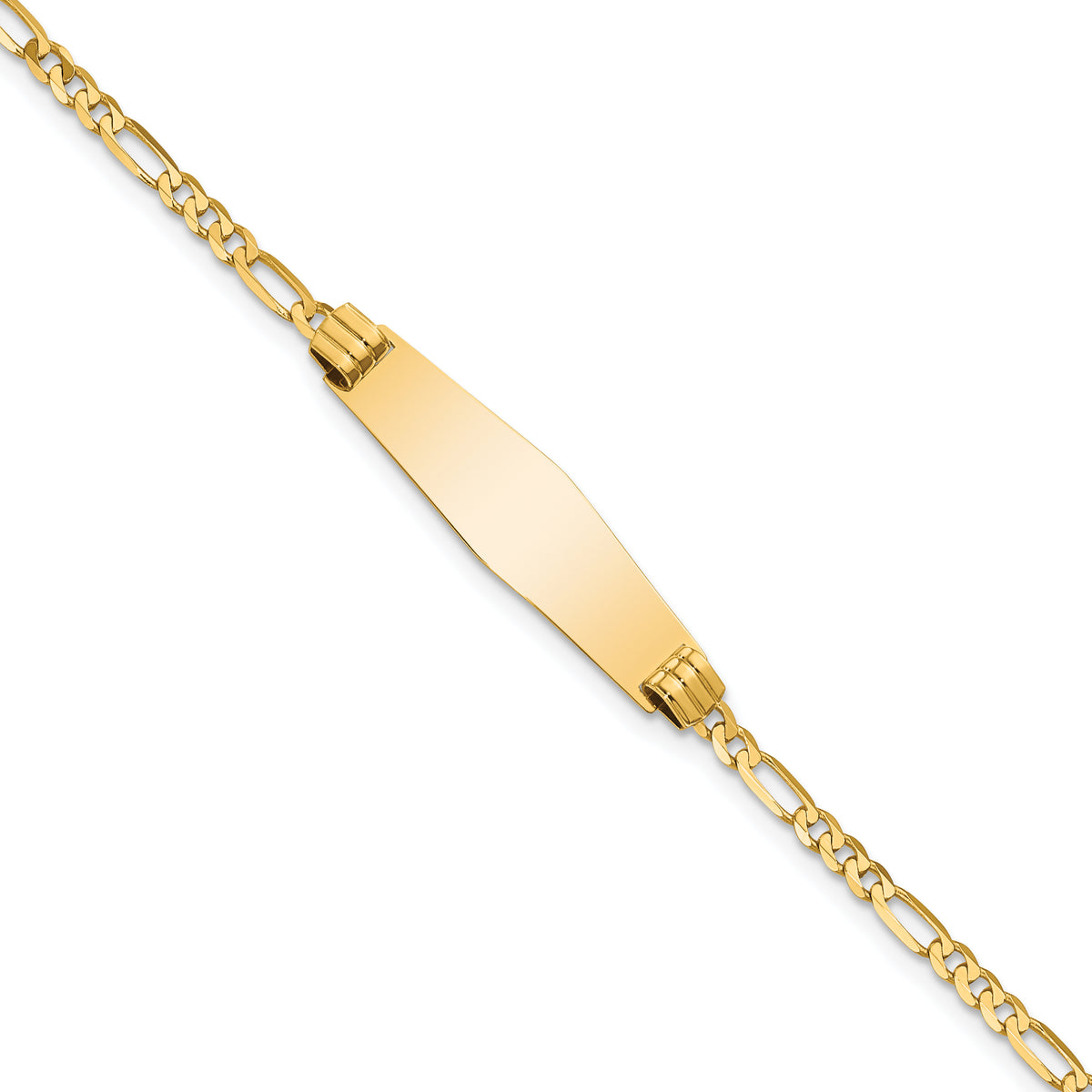 14k Soft Diamond Shape Figaro ID Bracelet