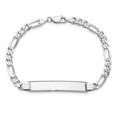 14k WG Figaro Link Soft Diamond Shape ID Bracelet