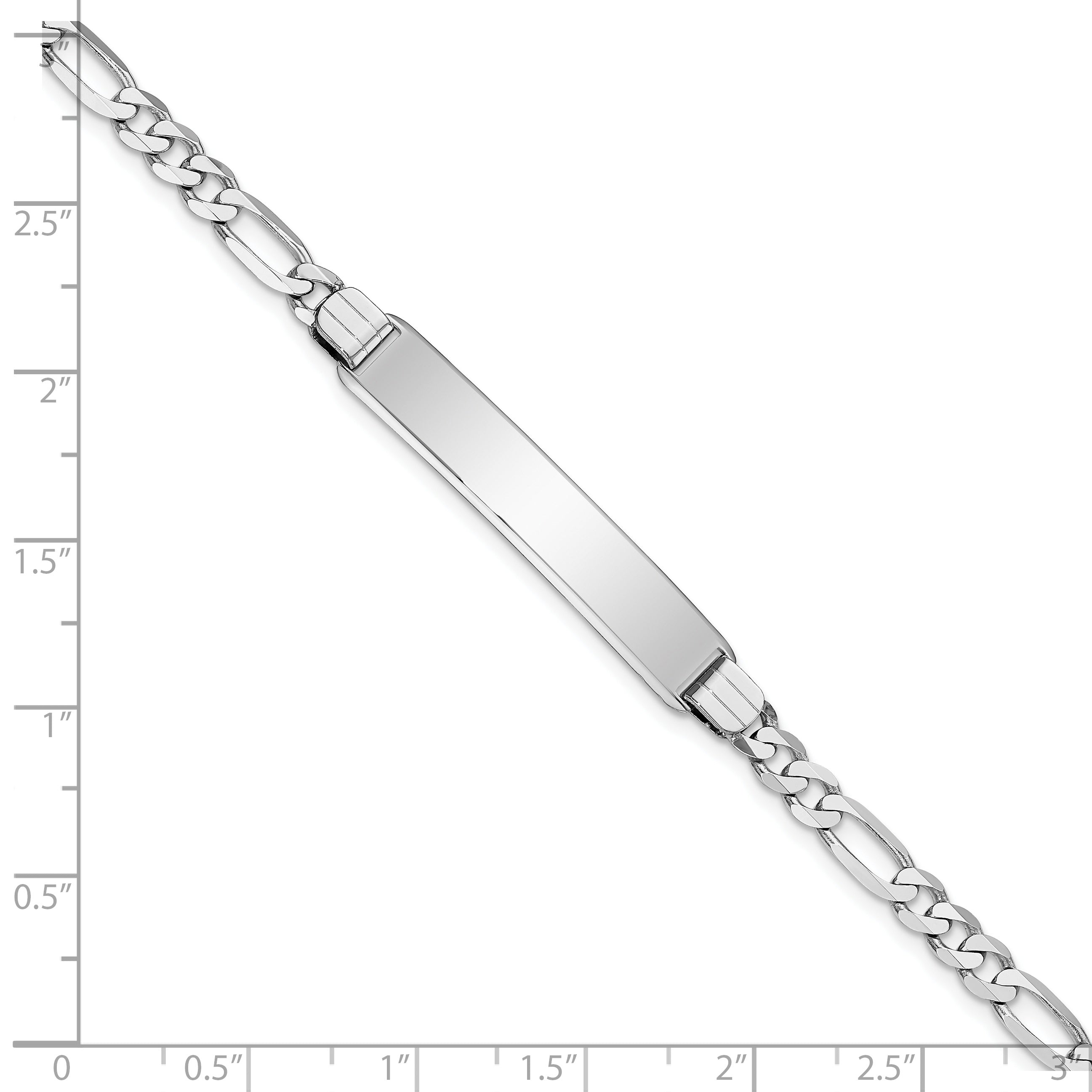 14k WG Figaro Link Soft Diamond Shape ID Bracelet