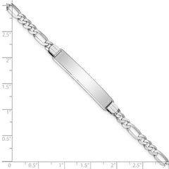 14k WG Figaro Link Soft Diamond Shape ID Bracelet