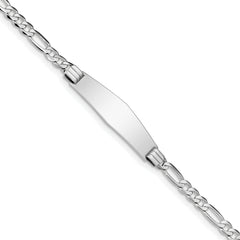 14k WG Figaro Link Soft Diamond Shape ID Bracelet