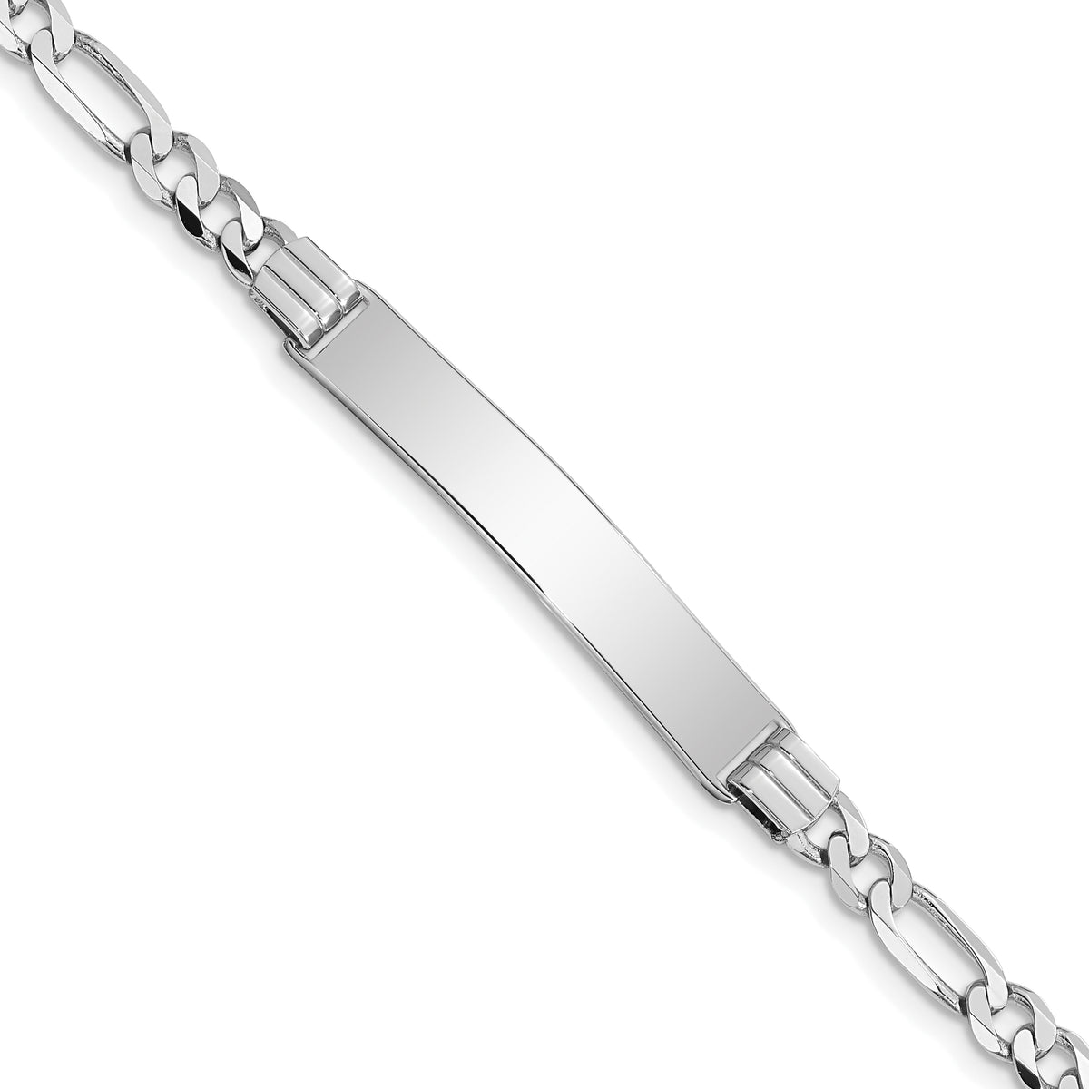 14k WG Figaro Link ID Bracelet