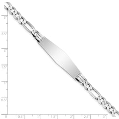 14k WG Figaro Link Soft Diamond Shape ID Bracelet