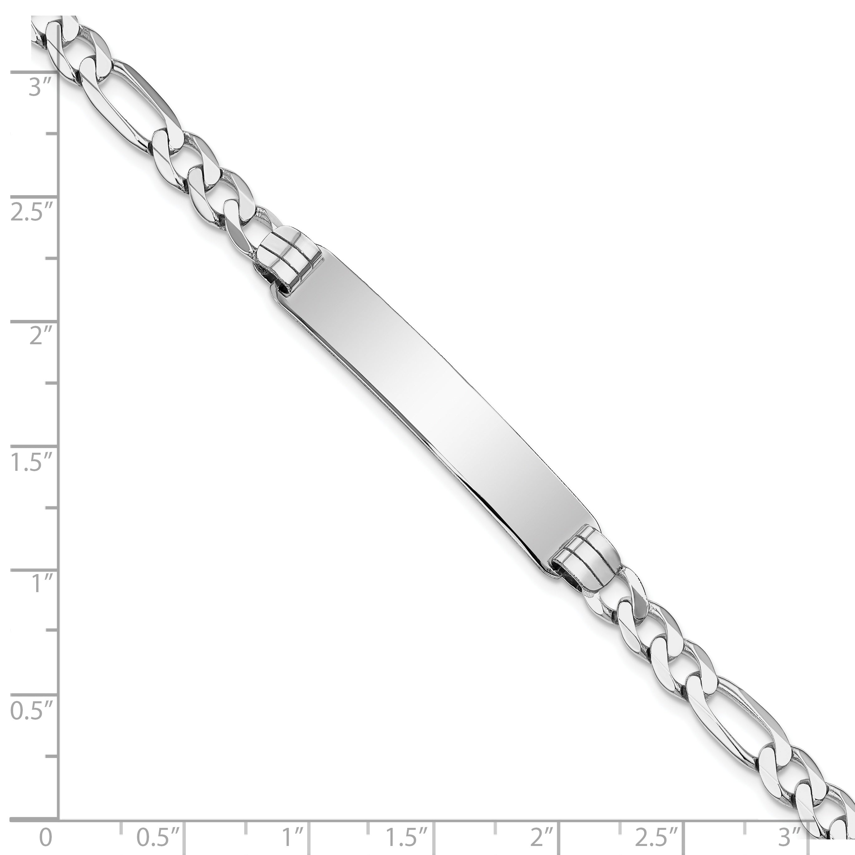 14k WG Figaro Link ID Bracelet