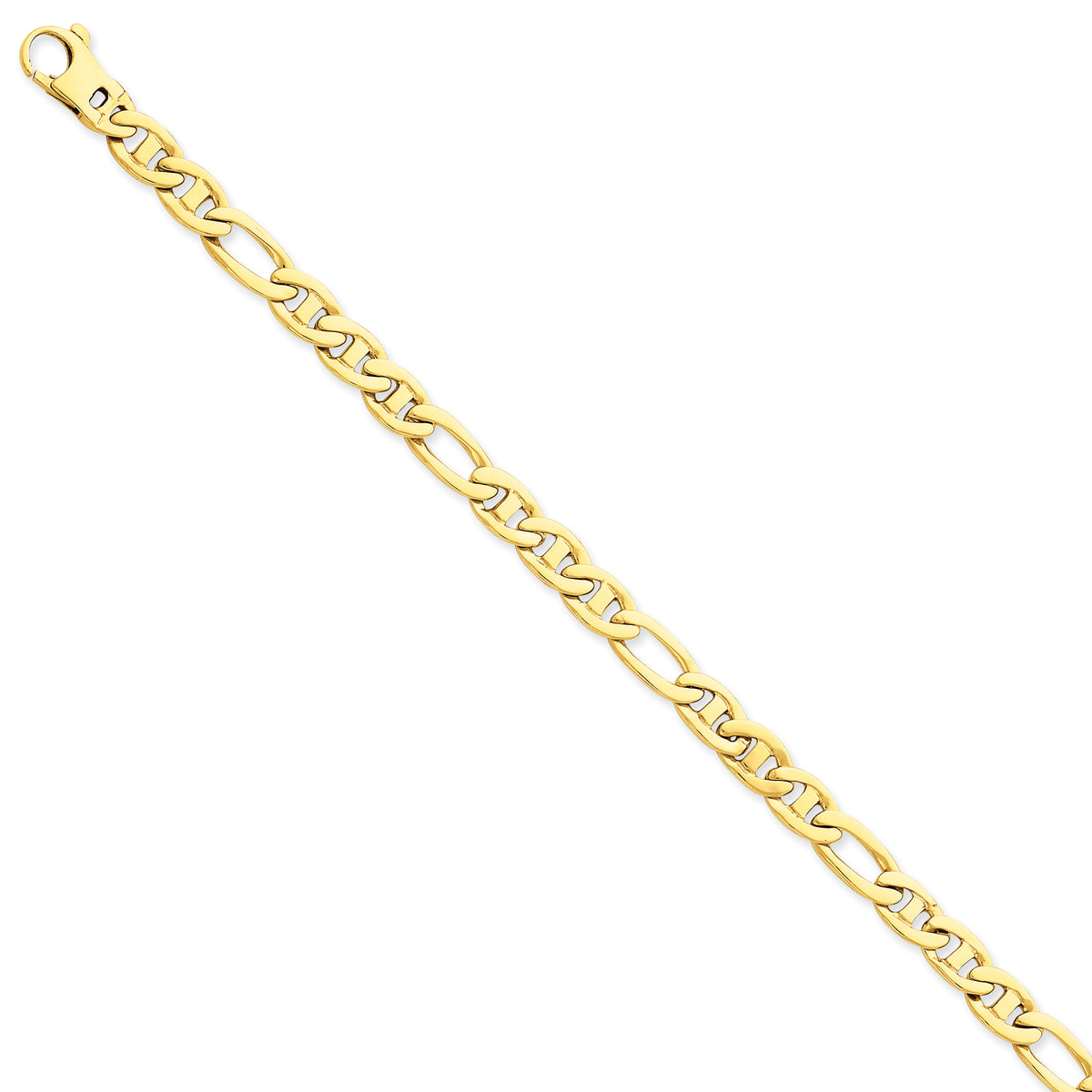 14k 6.5mm 8.25mm Solid Hand-Polished 3 & 1 Flat Anchor Bracelet