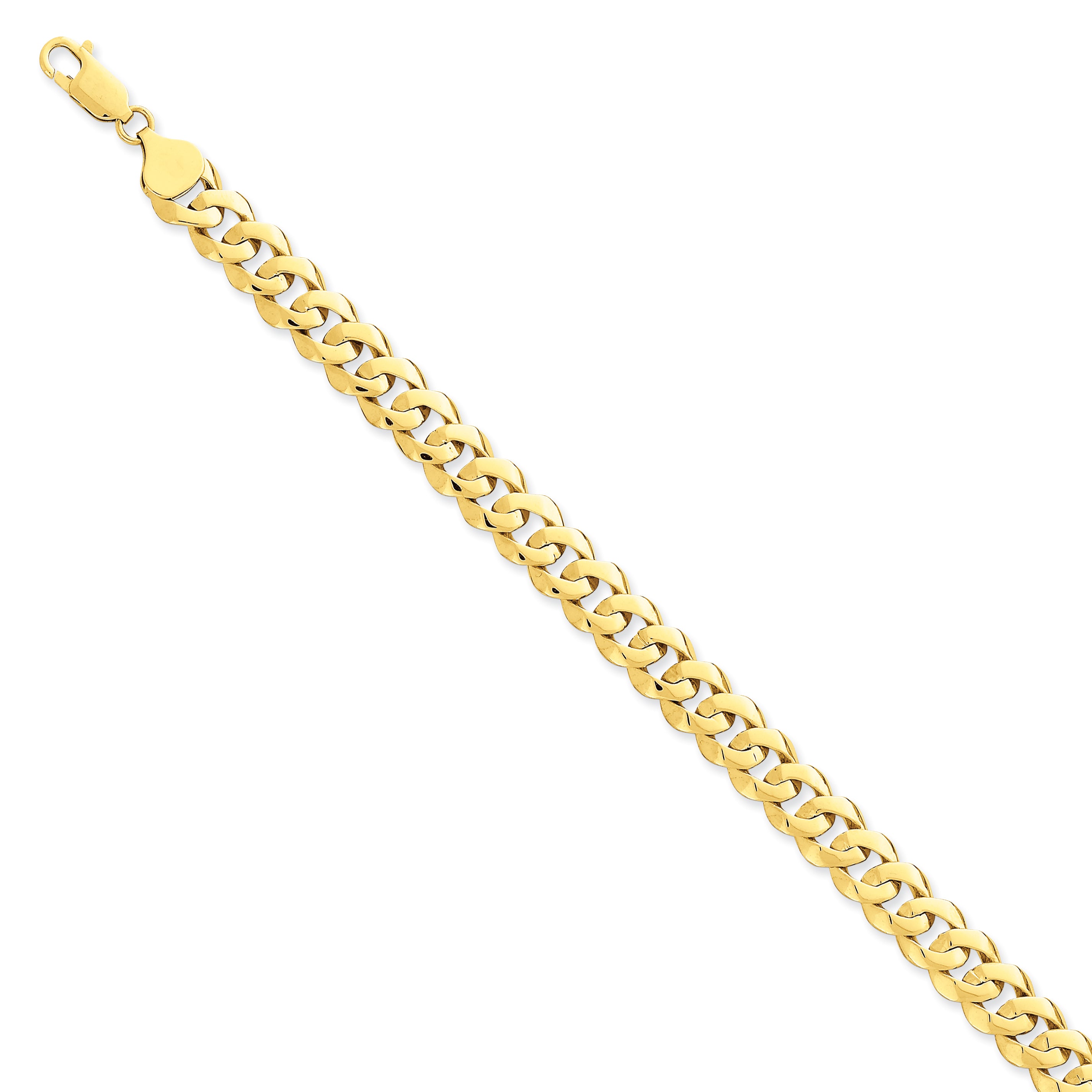 14k 8.5mm Solid Hand-Polished Fancy Link Bracelet