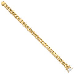 14K 8 inch 8mm Hand Polished Curb Link with Box Catch Clasp Bracelet