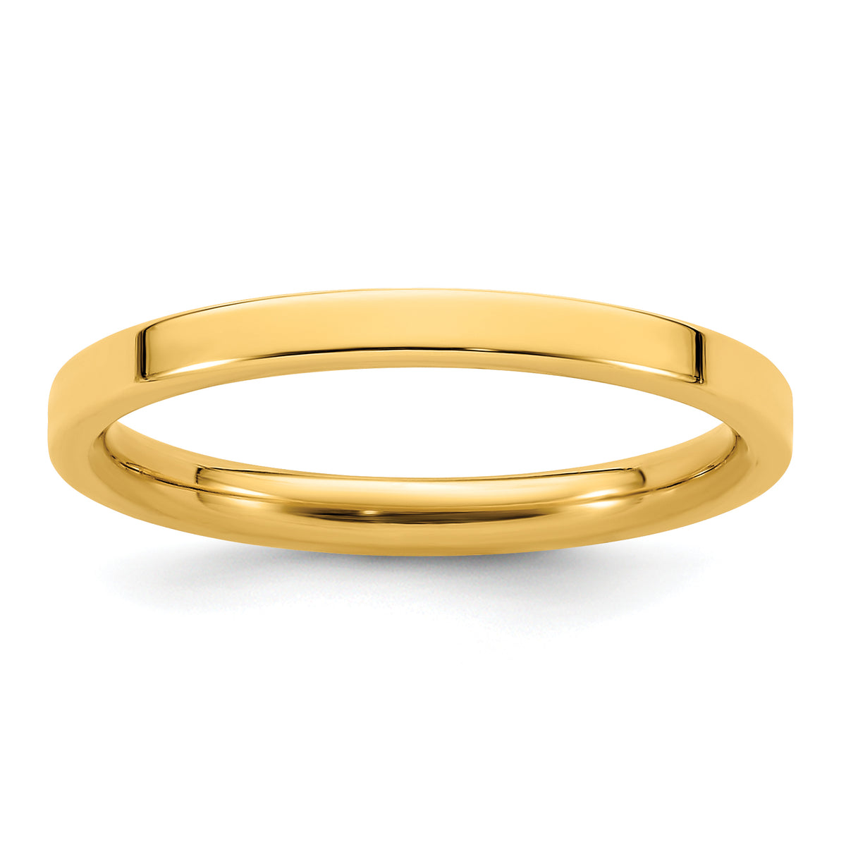 14k Yellow Gold 2mm Standard Weight Flat Comfort Fit Wedding Band Size 14