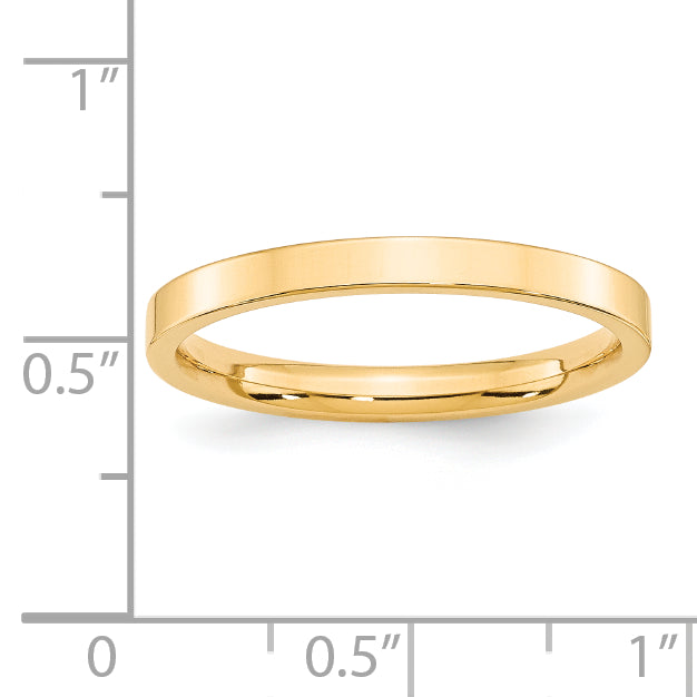 14k Yellow Gold 2.5mm Standard Weight Flat Comfort Fit Wedding Band Size 4