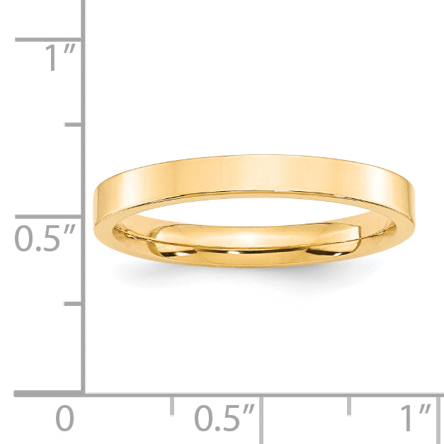 14k Yellow Gold 3mm Standard Weight Flat Comfort Fit Wedding Band Size 4