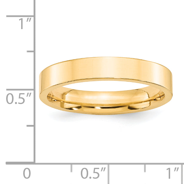 14k Yellow Gold 4mm Standard Weight Flat Comfort Fit Wedding Band Size 4