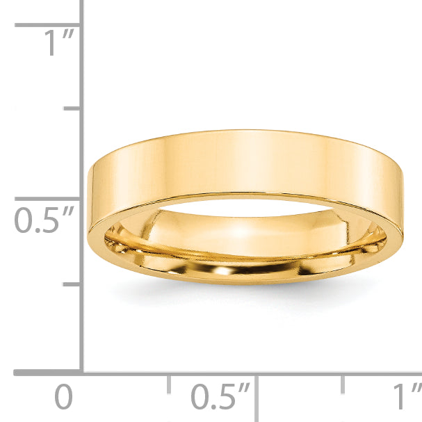 14k Yellow Gold 5mm Standard Weight Flat Comfort Fit Wedding Band Size 4