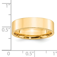 14k Yellow Gold 6mm Standard Weight Flat Comfort Fit Wedding Band Size 4