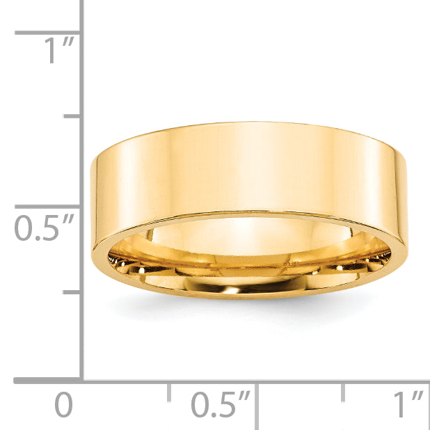 14k Yellow Gold 7mm Standard Weight Flat Comfort Fit Wedding Band Size 4